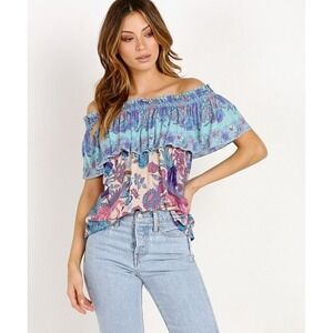 Spell & The Gypsy Collective‎ Siren Song Off the Shoulder Mermaid Top Size Small